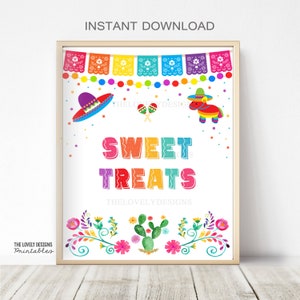 Fiesta Sweet Treats Sign Piñata Fiesta Birthday Party Sign Fiesta Mexican Pinata Baby Shower Dessert Table Sign Printable INSTANT DOWNLOAD