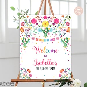 BEWERKBARE Fiesta-welkomstbord Fiesta verjaardagsfeestje bord Fiesta Mexicaanse cactus kleuren poster Fiesta Cinco de Mayo bord AFDRUKBARE DOWNLOAD