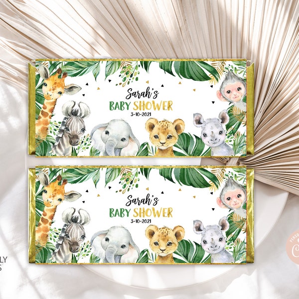 EDITABLE Jungle Candy Bar Wrappers Jungle Baby Shower Jungle Boy Party Favors Neutral Safari Animals Zoo Dessert Table PRINTABLE DOWNLOAD