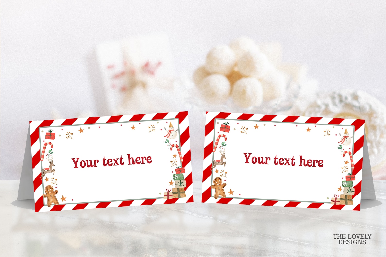 EDITABLE Christmas Place Cards Template Holiday Name Card Etsy