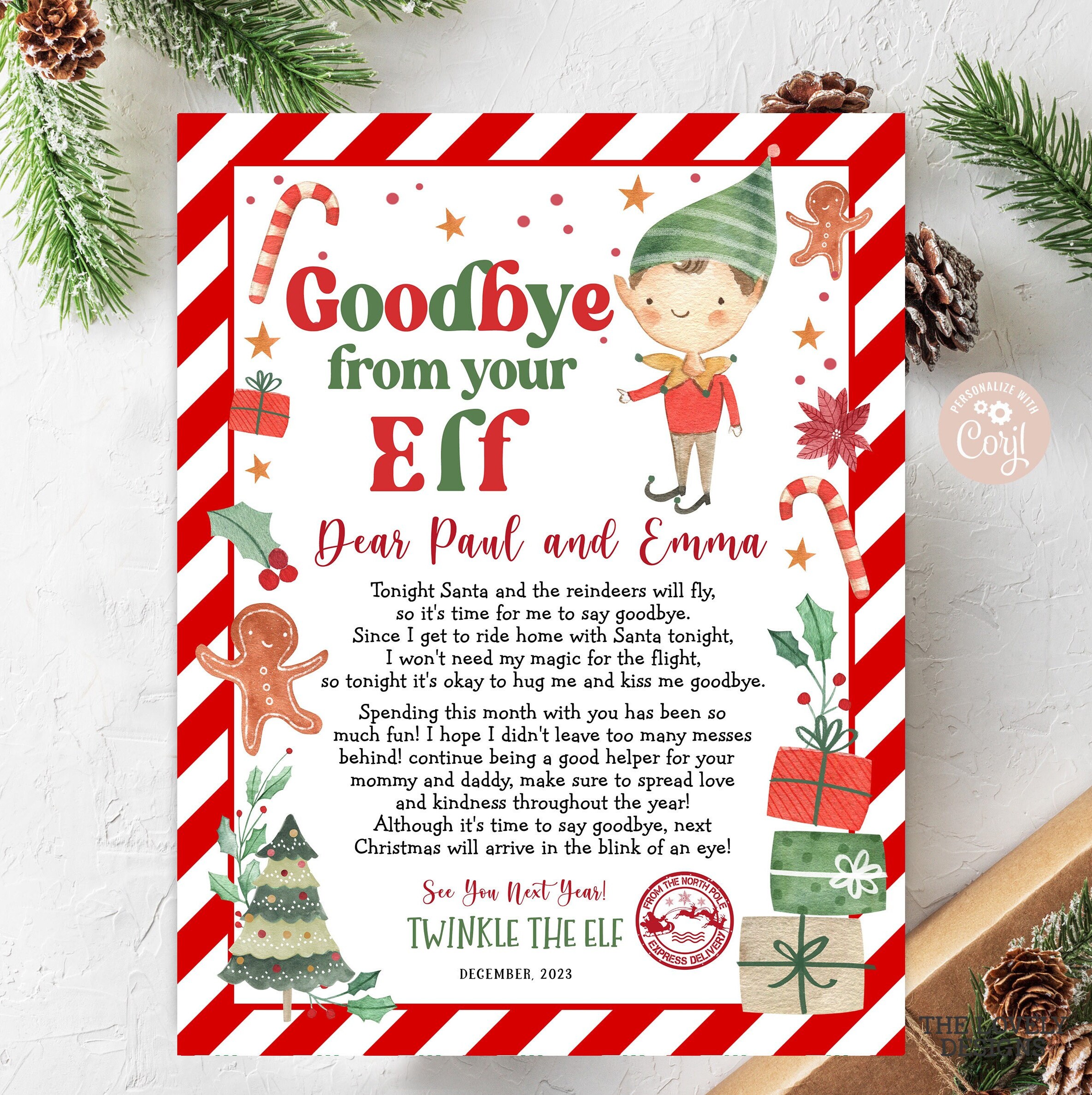 EDITABLE Elf Goodbye Letter Departure Goodbye From Your Elf Letter ...