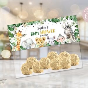 EDITABLE Treat Bag Topper Jungle Baby Shower Jungle Boy Party Favors Snack Treat Safari Jungle Neutral Candy Bag Toppers PRINTALE DOWNLOAD