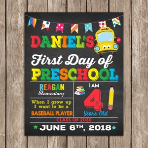 First Day of School Chalkboard, ANY GRADE , First Day of School Sign, Back to School Chalkboard Sign, 1st Day of School Printable Sign