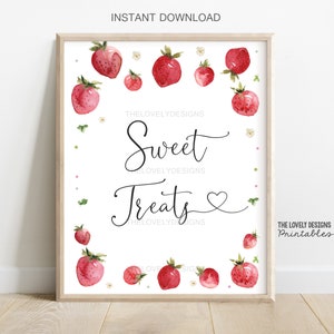 Strawberry Sweet Treats Sign: Summer Party Printable (Digital Download)