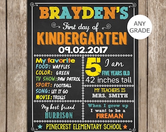 First Day of School Chalkboard, ANY GRADE , Back to School Chalkboard Sign, 1st Day of School Printable Sign