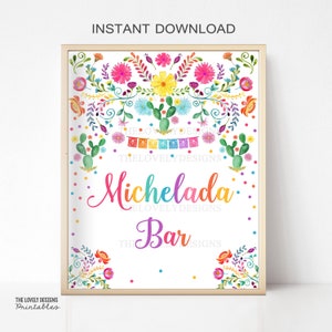 Fiesta Michelada Bar Sign Fiesta Mexican Party Sign Fiesta Cactus Cerveza Bar Fiesta Baby Shower Cinco de Mayo Printable INSTANT DOWNLOAD