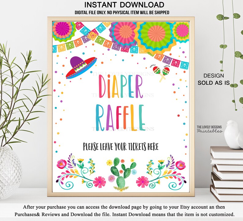 Fiesta Diaper Raffle Sign and Tickets Fiesta Baby Shower - Etsy