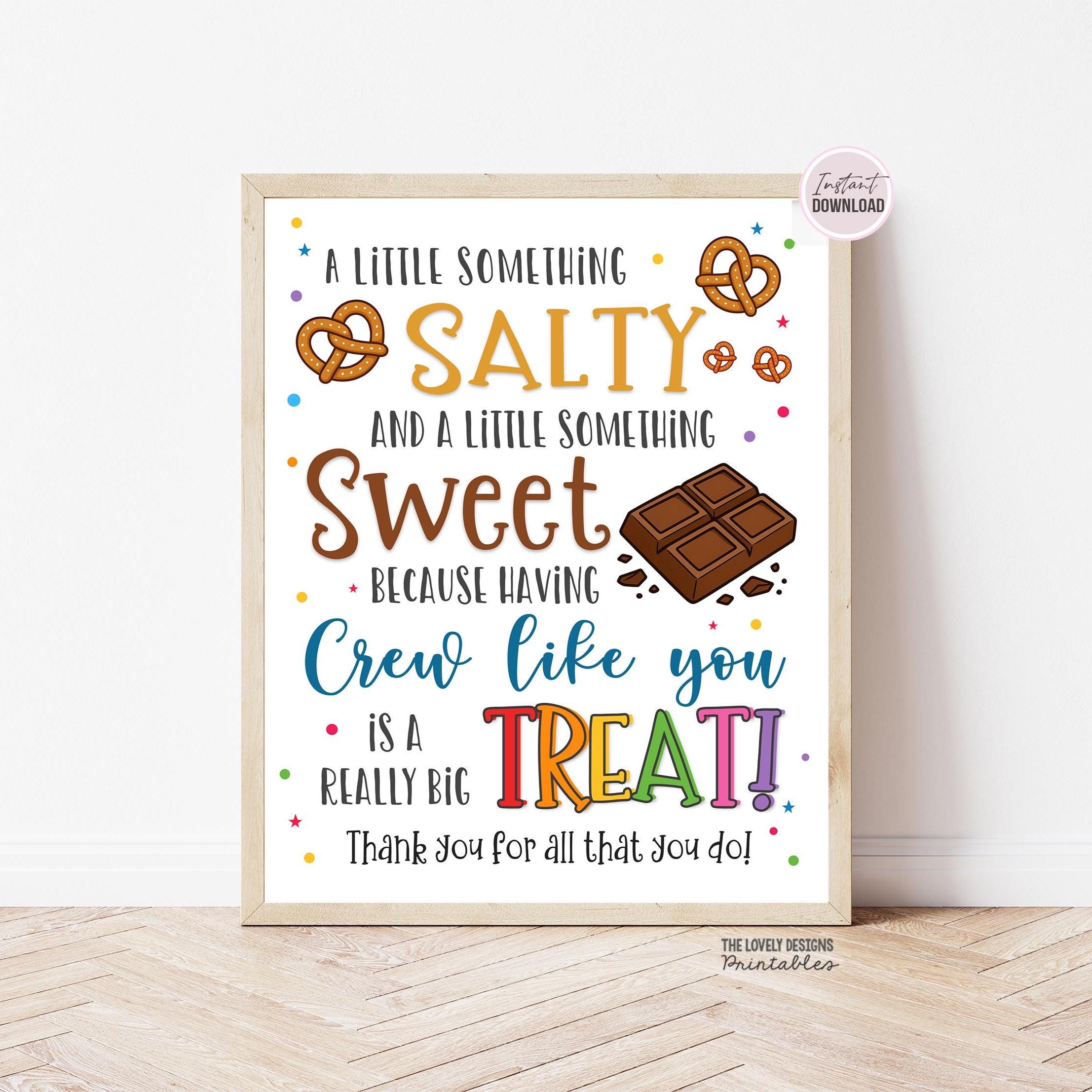 Crew Appreciation Sign, Chocolate Pretzel Thank You Sign, Something ...