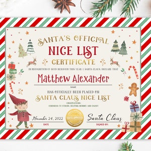 MODIFICABILE Babbo Natale Ufficiale Nice List Certificato Lettera dalla scrivania Babbo Natale Polo Nord Elfo Ragazzo Nice List Attività Natale DOWNLOAD STAMPABILE