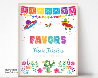 Fiesta Favors Please Take One Sign Piñata Fiesta Girl Birthday Party Fiesta Mexican Pinata Sign Cinco de Mayo Printable INSTANT DOWNLOAD