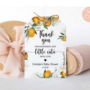 EDITABLE Little Cutie Baby Shower Favor Tag Naranja Clementine Baby Shower Etiqueta de regalo A Little Cutie on the Way Tags DESCARGA IMPRIMIBLE