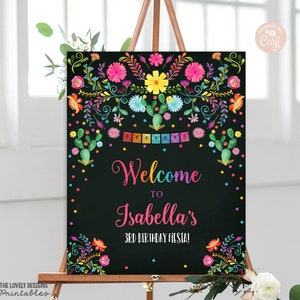 EDITABLE Fiesta Welcome Sign Fiesta Birthday Chalkboard Sign Fiesta Mexican Cactus Colors Poster Cinco de Mayo Party Sign PRINTABLE DOWNLOAD