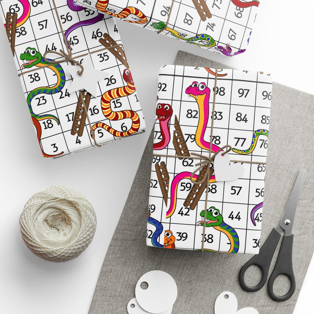 Snakes and Ladders Game Wrapping Paper: Eco-friendly Decorative Gift ...
