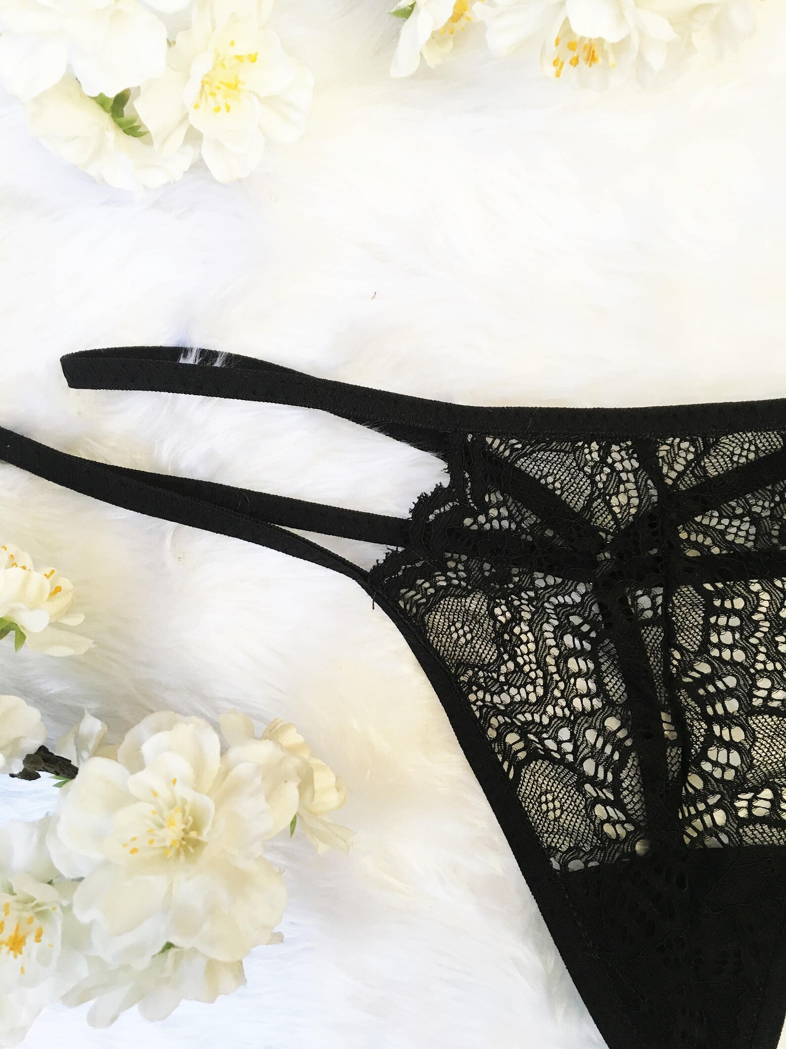 Black Lace Panties Camilla Strappy Lingerie Lace Knickers Etsy 