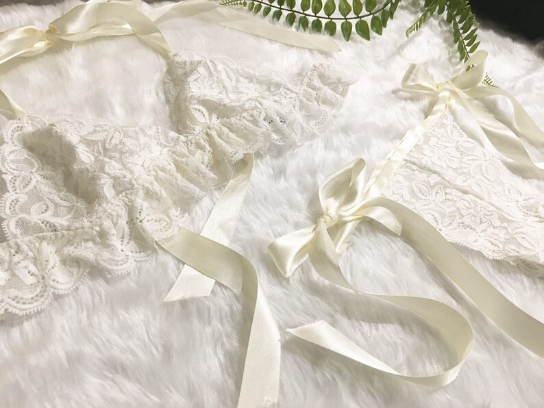 Bridal Lingerie Honeymoon Lingerie Halter Bralette Sheer Lingerie Lingerie Set WILLOW Lace Panties Handmade Lingerie
