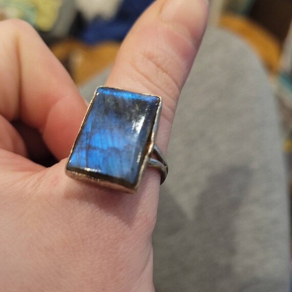 Vintage Large Handmade Rectangular Labradorite St… - image 2