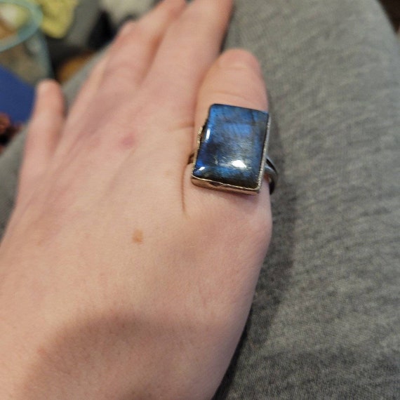 Vintage Large Handmade Rectangular Labradorite St… - image 5