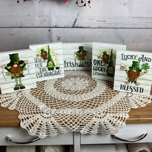 StPatricks day Shelf Sitter,stPatrick sign,st patrick block,stPatricks day Day decor,tiered tray,decor,mantle decor,gnomes,green,shamrocks image 1