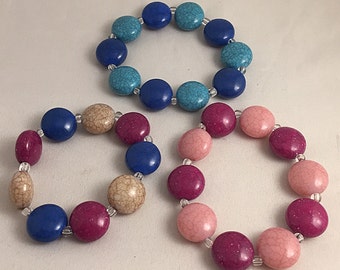 Blue Pink or Multicolor Elastic Acrylic Bead Bracelet Pink and Blue Bead Bracelet Stretchy Bracelet Elastic Bracelet by Michelaneous