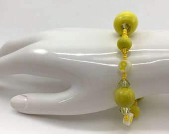 Yellow beaded elastic bracelet Endometriosis awareness bracelet Endo warrior stretchy bracelet Bladder cancer Spina Bifida Suicide Awareness