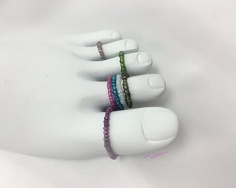 Choose 3 Custom Elastic Bead Ring Knuckle Midi Toe Stacking Stackable Elastic Beaded Ring Toe Ring Midi Ring Knuckle Rings by Michelaneous