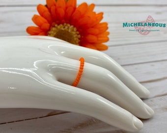 Orange ring Leukemia awareness rings Lupus toe Melanoma Kidney Cancer beaded Spinal Cancer stackable knuckle midi Xmas Gift for her mom wife