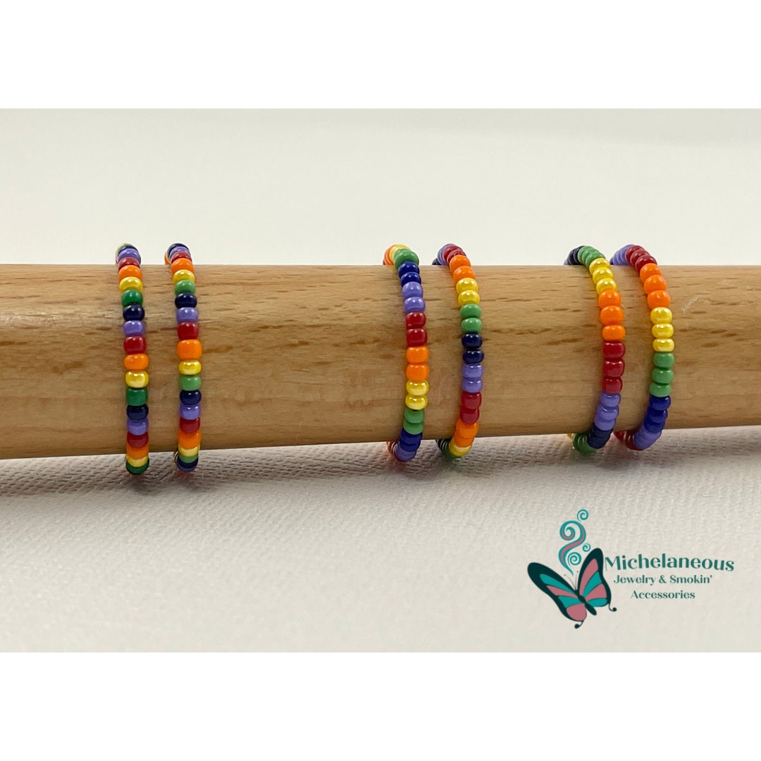 PRIDE Awareness elastic ring Rainbow rings LGBTQ toe Gay Stretch Stacking Xmas Gift for her him Personal Rights in Defense and Education