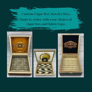 Custom Cigar Box Jewelry Box Ring Display Cufflink Box Stud Earring Organizer Birthday gift for him cufflinks holder unique Father&#39;s Day