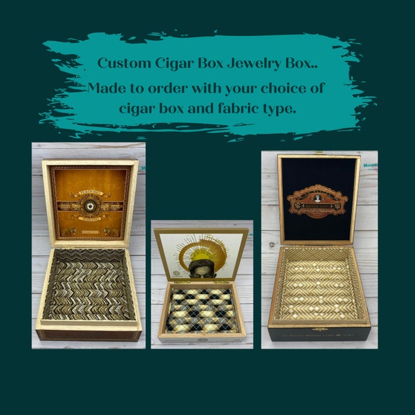 Custom Cigar Box Jewelry Box Ring Display Cufflink Box Stud Earring Organizer Birthday gift for him cufflinks holder unique Father's Day