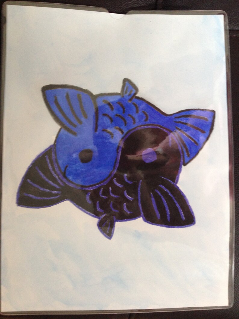 Black & Blue YinYang Koi Fish Watercolor Painting Etsy