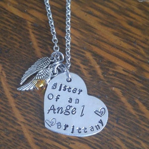Sister of an angel necklace.Memorial, breavment necklace for a loss of a sister