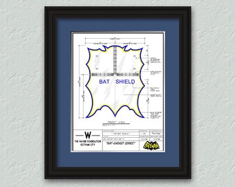 1966 Batman & Robin BAT SHIELD Illustration Art Print Signed and #'d By Artist!