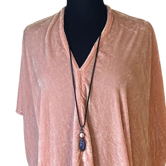 Miranda Bennett Studio Everyday Dress 1X Pink Velvet Cocoon V-Neck Excellent View 2