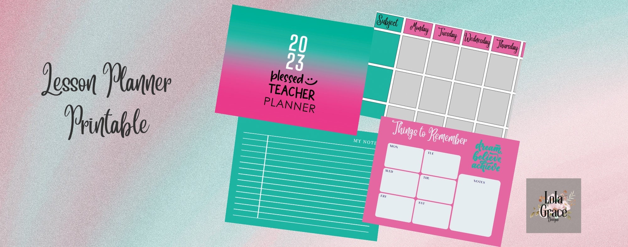 Undated Lesson Planner Printable PDF Lesson Plan Template Etsy