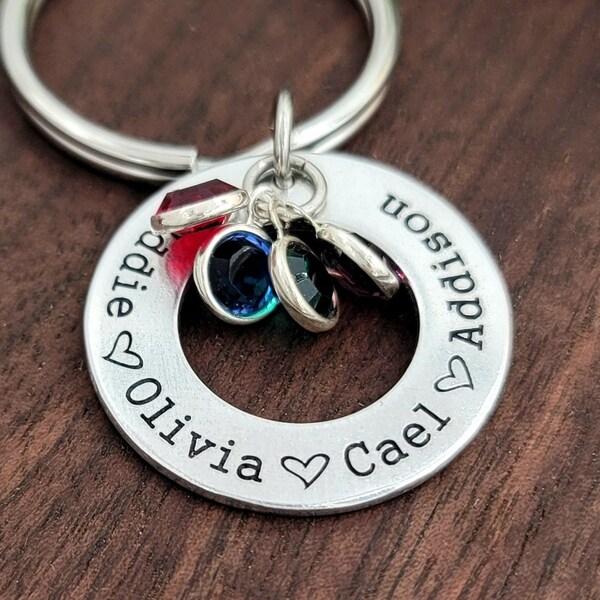 Personalized Keychain With Birthstone Etsy