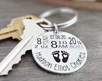 First Time Mom Keychain | New Mom Keychain | New Mother Keychain | Baby Arrival Gift For Mom | Baby Stats Keychain | New Mommy Keychain
