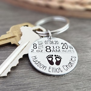 First Time Mom Keychain | New Mom Keychain | New Mother Keychain | Baby Arrival Gift For Mom | Baby Stats Keychain | New Mommy Keychain