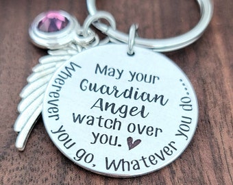 Guardian Angel Watch Over You Keychain | Drive Safe Reminder | New Car Birthday Gift For Daughter