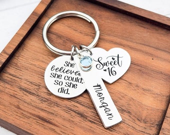 Sweet 16 Keychain | Birthday Gifts Sweet 16 | Gifts For Daughter 16th Birthday | New Car gifts | 16th Birthday Gift | Sweet 16 Birthday Gift
