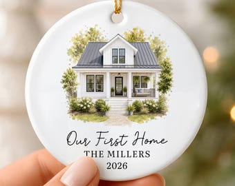 Our First Home Ornament | Custom Watercolor House Portrait Keepsake | Personalized Blessing Gift