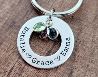 Personalized Keychain Gifts For Mom | Birthstone Keychain | Gifts For Grandma