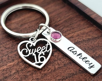 Sweet 16 Keychain | Sweet Sixteenth Birthday Gift | Personalized Sweet 16 Keychain | Sweet 16 Gifts | Sweet 16 Birthday Gifts For Daughter