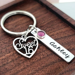 Sweet 16 Keychain Sweet Sixteenth Birthday Gift Personalized Sweet 16 Keychain Sweet 16 Gifts Sweet 16 Birthday Gifts For Daughter image 1