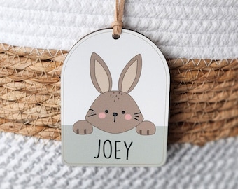 Personalized Easter Basket Tag with Cute Peeking Bunny And Custom Name | Great First Time Easter Gift or Seasonal Decor