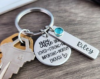 You Are Loved Keychain | You Are Enough | Motivational Gift | Keychain Gift For New Drivers | Graduation Gift For Girls | Inspiration Gift