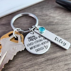 You Are Loved Keychain | You Are Enough | Motivational Gift | Keychain Gift For New Drivers | Graduation Gift For Girls | Inspiration Gift