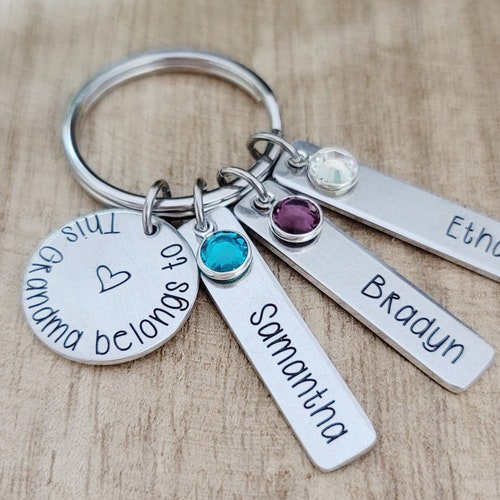 Birthstone Keychains Grandma Keychain Grandma Gift - Etsy