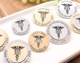 Custom Nursing Pin for Graduation Pinning Ceremony | Nurse Student Gift | Engraved Medical Badge Lapel