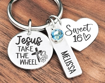 Jesus Take The Wheel Keychain | Sweet 16 Gift | Drive Safe Keychain | Jesus Take The Wheel Sweet 16 Gift | New Driver Sweet 16 Keychain