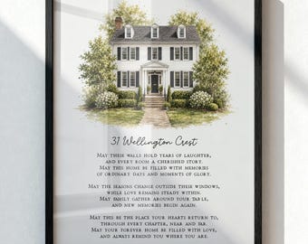 Forever Home Blessing Custom Watercolor Print | Personalized House Portrait | Family Gift | Housewarming Gift | Custom Home Keepsake